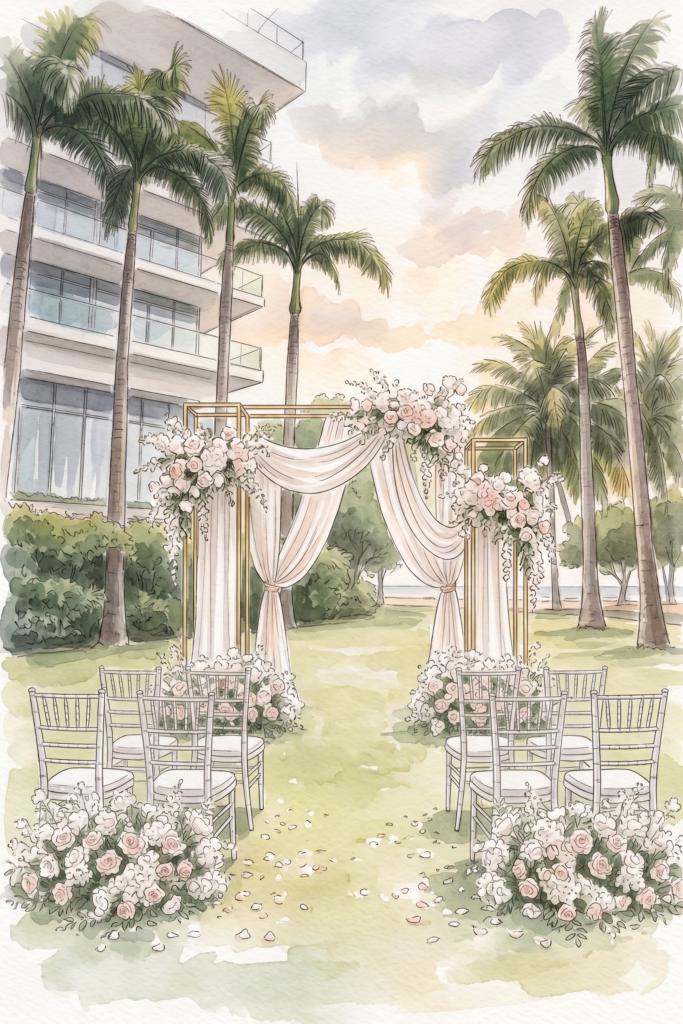 Sketch for the Wedding Design of the Japanese Destination Wedding at W Hotel Sentosa in Singapore by Create Your Story